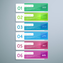 Elements for infographic, 6 part, step of process
