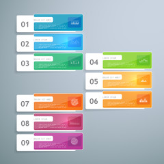 Elements for infographic, 9 part, step of process