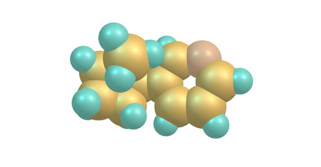 3D illustration of Sulfur hexafluoride molecular structure isolated on grey