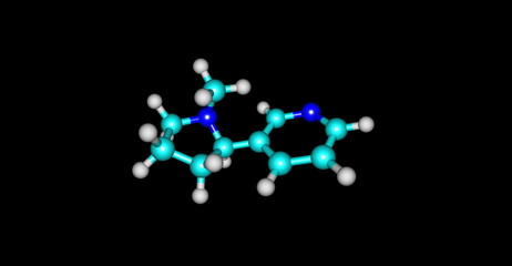 3D illustration of Sulfur hexafluoride molecular structure isolated on grey
