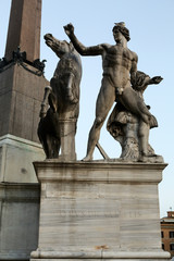 The Fontana dei Dioscuri. Statues of Castor and Pollux, Dioscuri, the Quirinal, Rome, Italy