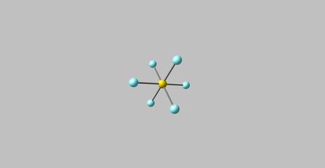 3D illustration of Sulfur hexafluoride molecular structure isolated on grey