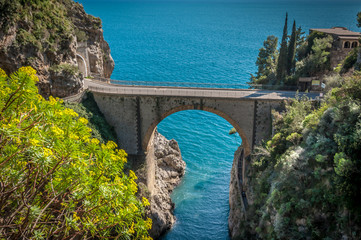 Amalfi Coast, the road between Amalfi and Positano, Viaduct over the sea