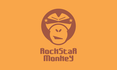 Rock Star Monkey Logo, vector illsutration