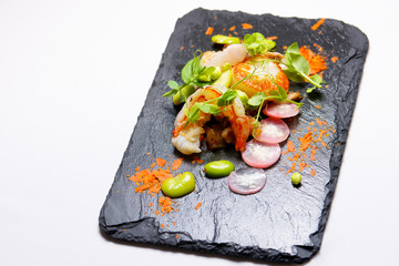 Piglet scallops and prawns.