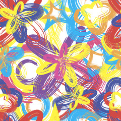 Seamless abstract colorful pattern with flowers