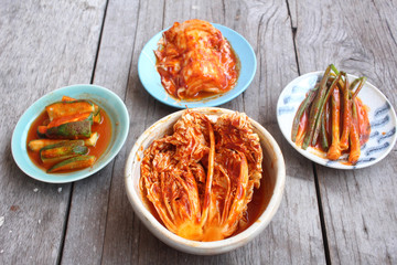 Mix of kimchi korean food