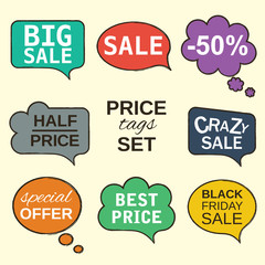 speech bubbles collection set with price tags
