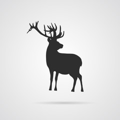 Vector Gray Silhouette of Deer