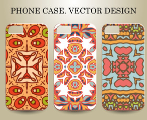 Phone case. Vintage vector background. Decorative ornamental elements.