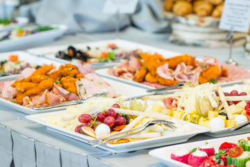 Buffet Brunch Food Eating Festive Cafe Dining Concept, Cheese Plates