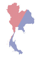 Thailand Dot Map Red And Blue