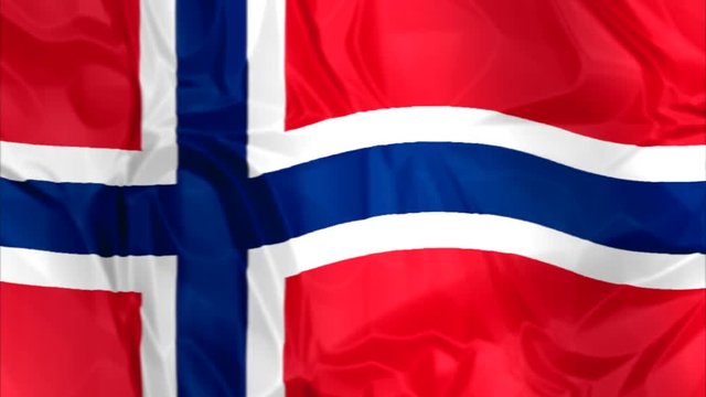 Waving flag of Norway, blue white and red colors. 3d background.
