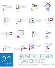 Flag icon logo set, linear design