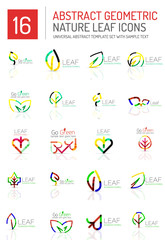 Geometric leaf icon set