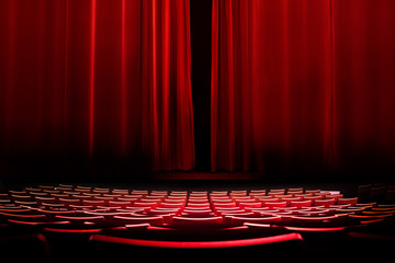 scène rideau spectacle salle rouge théatre fauteuil siège concert