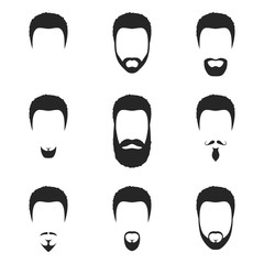 Hairstyles beard and hair face cut mask in flat style. Hairstyles beard icon isolated on white background. Vector Illustration