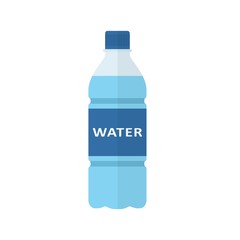 Bottle of water icon in flat style isolated on white background. Vector illustration