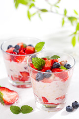 Yogurt with granola or muesli and berries