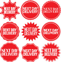 Next day delivery signs set, Next day delivery sticker set,  Vector illustration