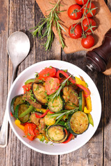 ratatouille,fried vegetables and herbs