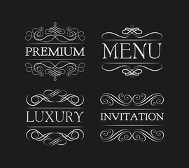 Vintage elements and page decoration. Ornate frames and scroll element.