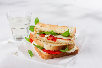 Healthy homemade caprese sandwich
