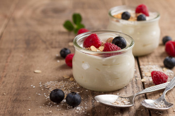 Yogurt with granola or muesli and fresh berries