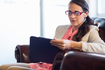 Concentrated psychologist woman