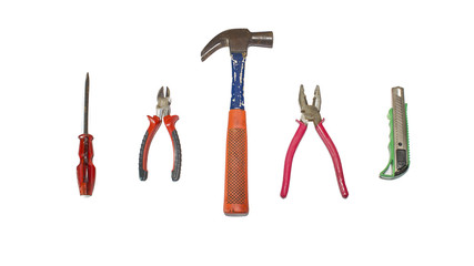 Various isolated tools, isolated on a white background