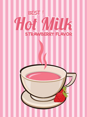 Strawberry Flavored Milk Label Template : Vector Illustration. Poster