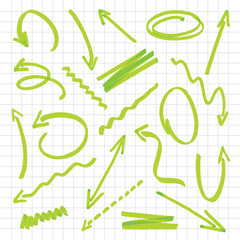 Group of green arrows. Vector Illustration
