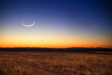 Beautiful new moon at sunset in Madagascar