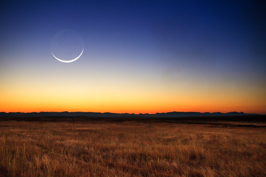 Beautiful new moon at sunset in Madagascar