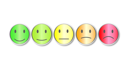 Five smileys mood color