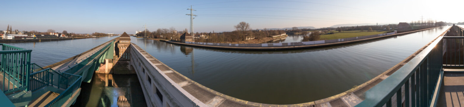 waterway crossing minden germany high definition panorama