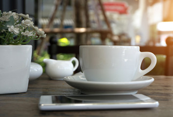 A cup of americano Coffee in coffee shop