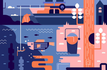 Fishing abstract background