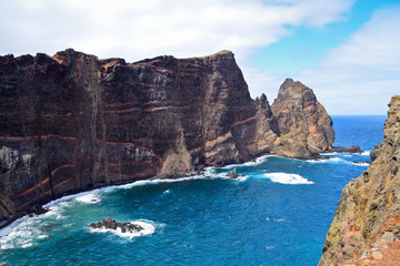 Fototapeta na wymiar Cliffs of volcanic origin in Eastern Madeira, Portugal