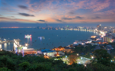 Skyscrapers in twilight time at Pattaya