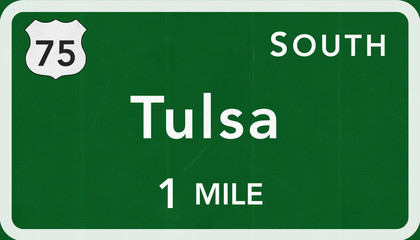 Naklejka premium Tulsa USA Interstate Highway Sign