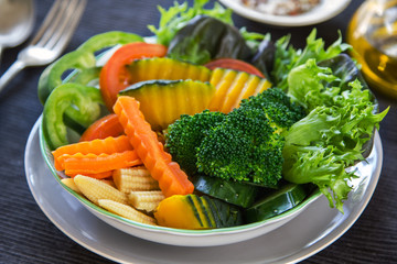 Broccoli with pumpkin,baby corn and carrot salad