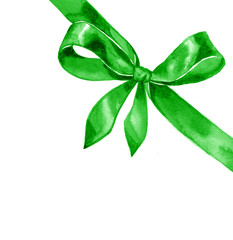 Watercolor satin green bow 