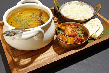 An Indian vegetarian meal.