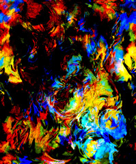 Color Abstract background and desert crackle and fire effect, computer collage.