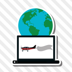 Illustration of travel with airplane, editable vector