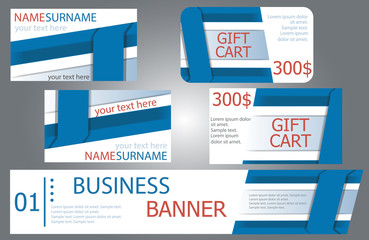 Templates banner design, gift cards, business cards. Set. Vector illustration. 