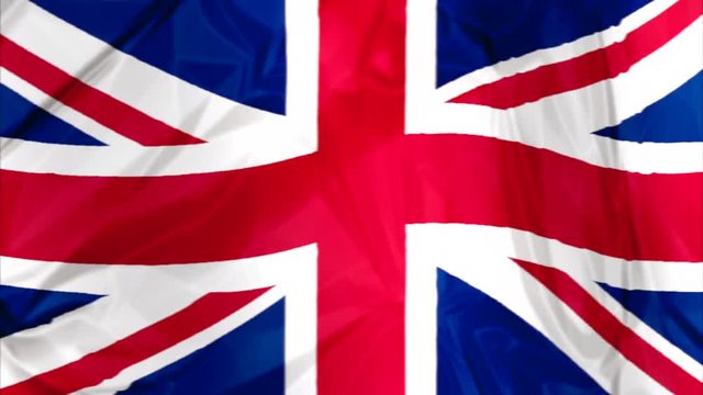 Waving flag of England, red blue white colors. 3d background.
