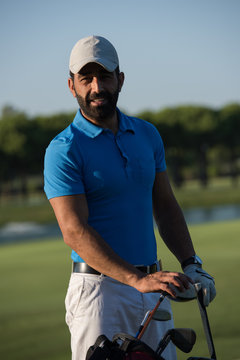 Golfer  Portrait At Golf Course