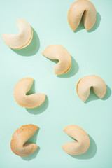 Fortune cookies on the green background